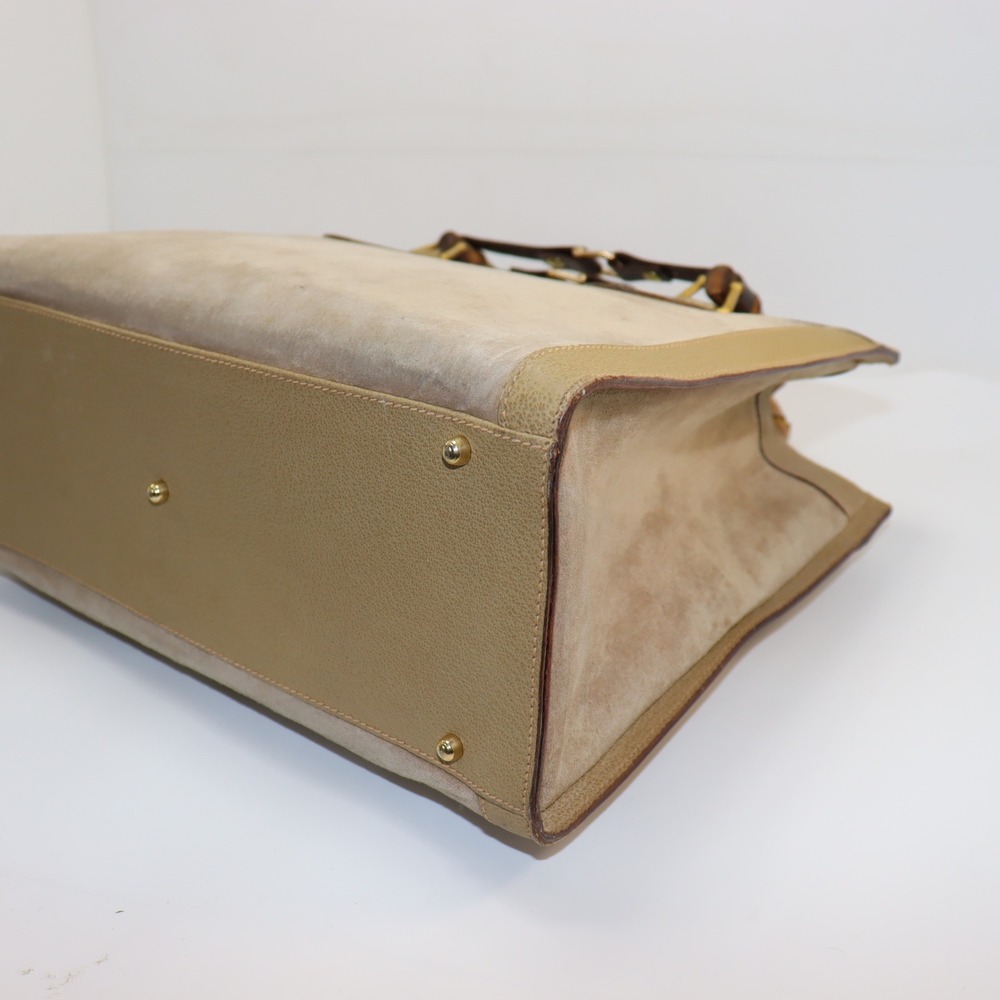 Vintage Gucci Diana Tote Large Tan Womens Bamboo Handle Suede Leather Bag - Picture 5 of 11